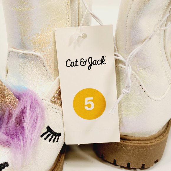 Cat & Jack Unicorn White Glitter Boots - NWT - Size 5 - Picture 5 of 6